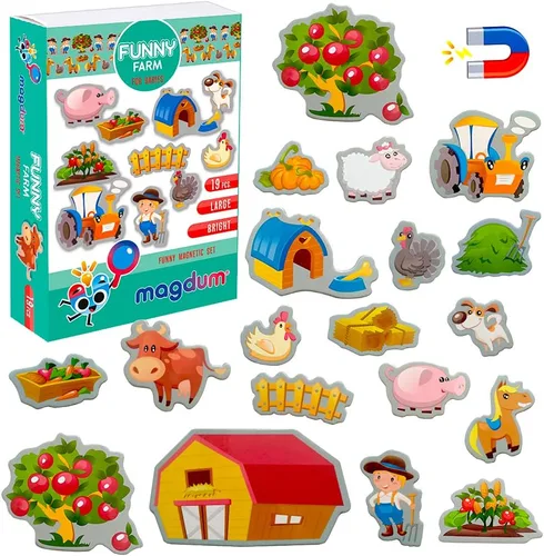 Miniatura 16 de Imanes de nevera para niños pequeños – magdum – 21 imanes familiares de granja para nevera – Lindos animales magnéticos para niños – Imán seguro
