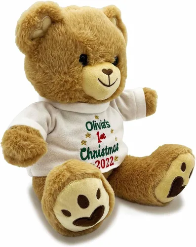 Miniatura 5 de DIBSIES Oso de peluche personalizado para la primera Navidad del bebé, 12 pulgadas