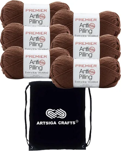 Miniatura 63 de Premier Yarns Everyday Anti-Pilling Soft Peach DN100-55 (6 madejas, el mismo lote de tinte) Hilo acrílico #4 para ganchillo y tejido con bolsa