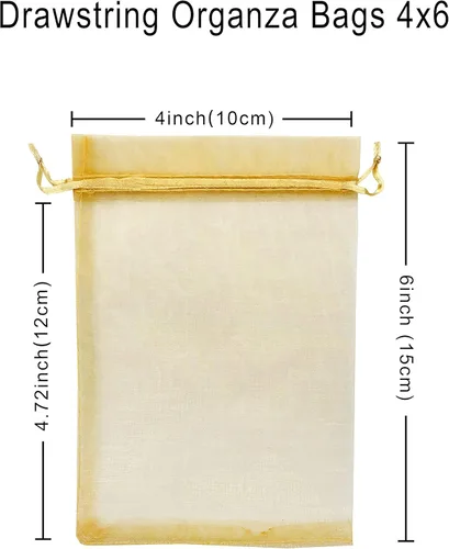 Miniatura 2 de Jexila 100 bolsas de regalo de organza dorada de 4 x 6 pulgadas, pequeñas bolsas de malla con cordón, bolsas para joyas, bodas, fiestas, bolsas