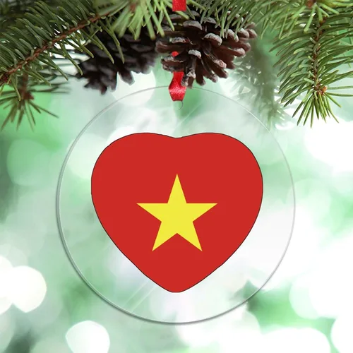 Miniatura 26 de Adorno de Navidad personalizado de la bandera de Venezuela 2023, adornos de corazón para árboles de Navidad, acrílico país, ciudad, recuerdo