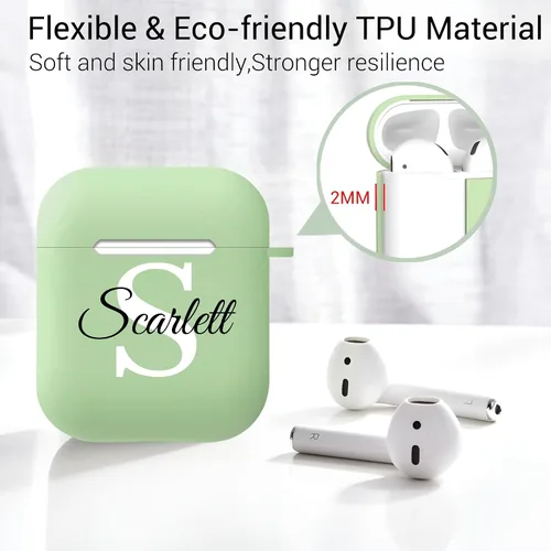 Miniatura 6 de Funda con nombre e iniciales personalizadas para AirPods Pro 2 – TPU a prueba de golpes, carga inalámbrica y llavero – Ideal para cumpleaños
