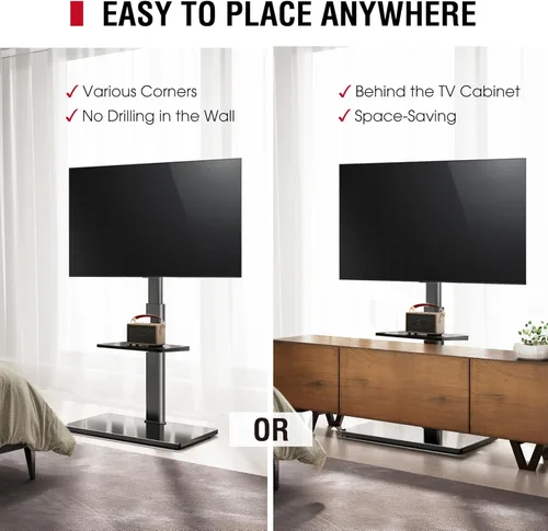 Miniatura 4 de AOKCOS Soporte de TV de suelo con giro de 60 grados, soporte de suelo para televisores de 32 a 65 pulgadas de hasta 88 libras con inclinación