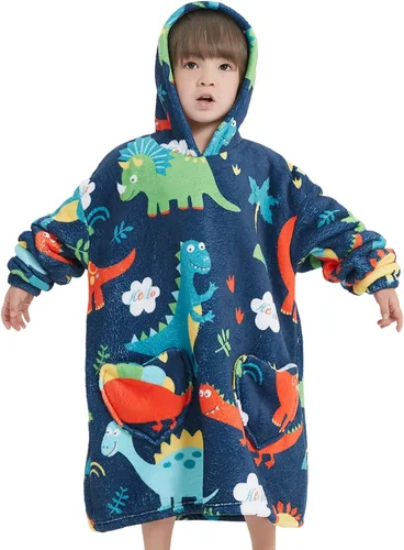 Fiosnow Manta con Capucha de Dinosaurio para Niños Pequeños de 2 a 6 Años, Sudaderas con Capucha Extragrandes para Niñas y Niños