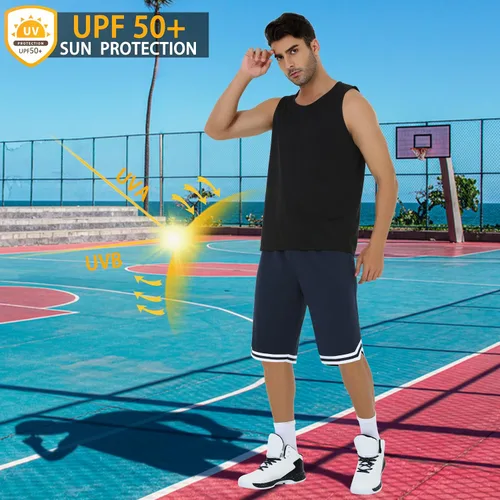Miniatura 5 de Pantalones cortos largos de baloncesto para hombre con bolsillos con cremallera, malla de 11 pulgadas, pantalones cortos deportivos de secado