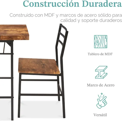 Miniatura 6 de Best Choice Products Juego de comedor moderno de 3 piezas, comedor que ahorra espacio para cocina, comedor, espacio pequeño con marco de acero