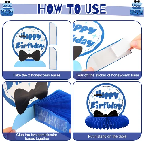 Miniatura 4 de SATINIOR 10 piezas de centro de mesa para niños, centros de mesa para jefe, decoraciones de cumpleaños de jefe, juego de decoración de panal