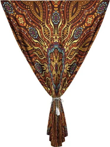 Miniatura 28 de XISUNYA Cortinas opacas ajustables, cortinas opacas portátiles con mandala, estilo grunge, estampado de mandala y formas en espiral, para sala