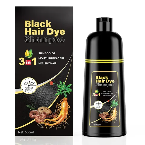 KINGMING Champú de tinte para cabello negro 3 en 1 para cabello gris, champú de color de cabello para mujeres y hombres, cobertura de cabello gris,