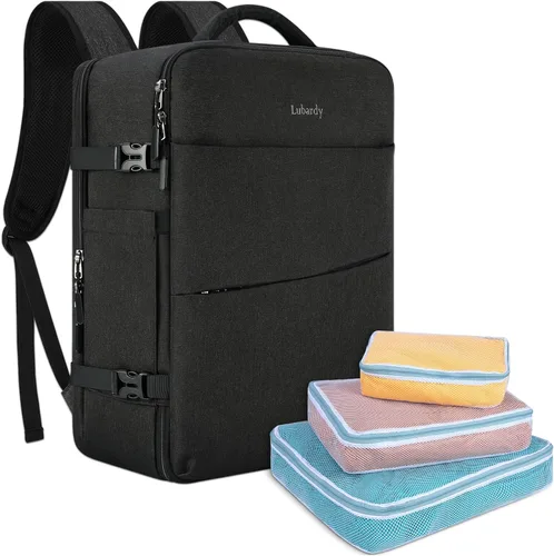 Miniatura 9 de Lubardy Mochila de viaje para laptop 40L, aprobada para vuelos, mochila de mano para hombres y mujeres, Grande, Viajes Rosa