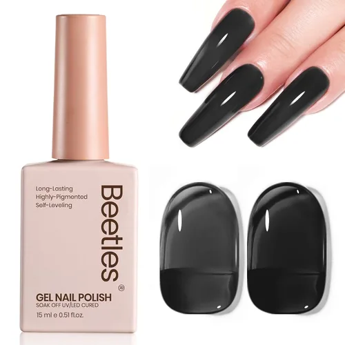Miniatura 90 de Beetles - Esmalte de uñas de gel ultravioleta semipermanente sin HEMA de alto brillo para manicura francesa y arte de uñas, frasco a juego, blanco