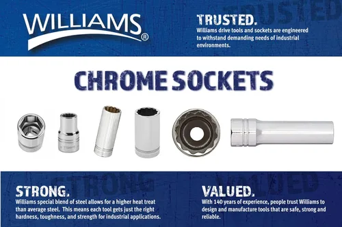 Miniatura 7 de Williams JHWMD-1214 SUPERTORQUE - Enchufe SAE de 1/4 pulgadas de profundidad, 12 puntos, tamaño de 7/16 pulgadas, acabado cromado altamente pulido