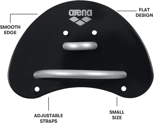Miniatura 2 de Arena Pala de natación unisex para adultos Elite Finger para entrenamiento de natación, equipo de piscina para hombres y mujeres Negro/Plateado