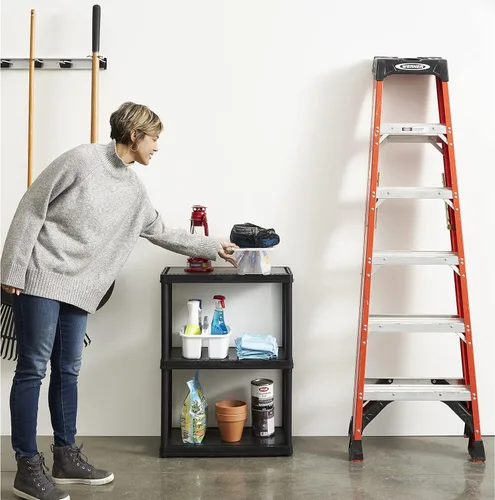 Miniatura 2 de Gracious Living Sistema de organización de almacenamiento de 3 estantes de altura fija, uso ligero, sólido, de 12 x 24 x 33 pulgadas, para hogar