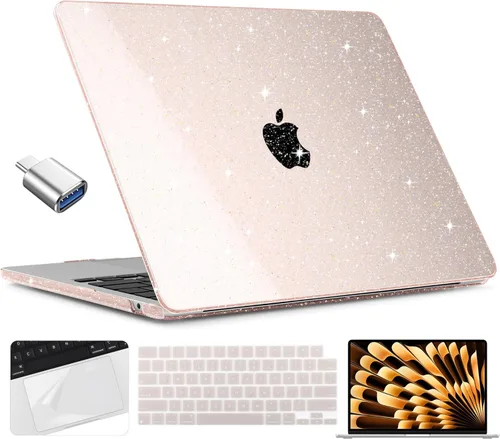 Miniatura 31 de TWOLSKOO Compatible con funda para MacBook Air M4 de 15 pulgadas versión 2025-2023 M4 A3241 M3 A3114 M2 A2941, carcasa rígida de plástico y Cristal