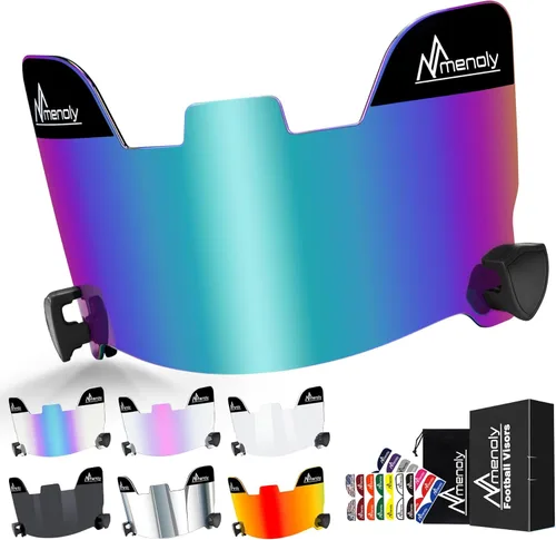 Miniatura 13 de MENOLY Visera de fútbol, visera de casco de fútbol juvenil, resistente a los arañazos, bloqueador UV, visera de protección facial para casco