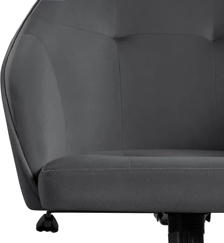 Miniatura 7 de Topeakmart Silla de escritorio de terciopelo para oficina, con base de metal, tapizada, giratoria, altura ajustable, silla de computadora moderna