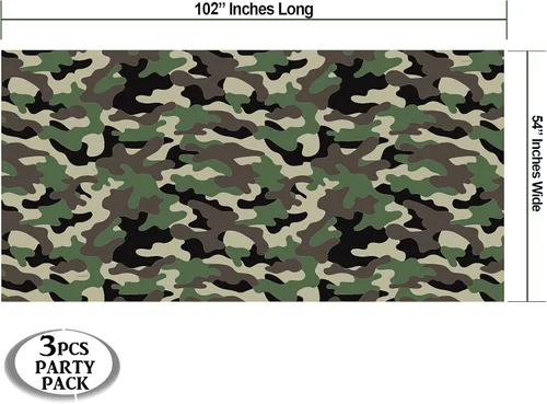 Miniatura 6 de AnapoliZ Mantel de plástico militar Paquete de 3 piezas (54 pulgadas de ancho x 102 pulgadas de largo) Mantel rectangular de camuflaje