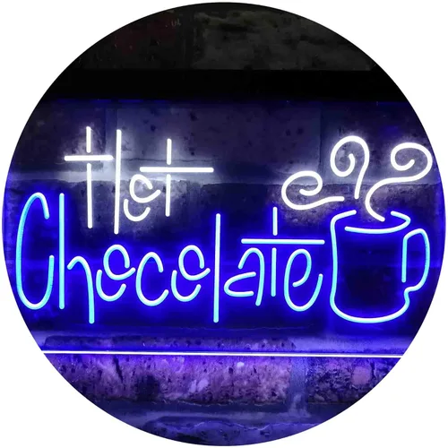 Miniatura 18 de ADVPRO Señal de neón LED de doble color para bebida de chocolate caliente, azul y rojo, 12 x 8 pulgadas st6s32-i3831-br