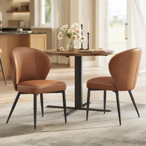 Miniatura 15 de VASAGLE Colección EKHO - Juego de 4 sillas de comedor, sillas tapizadas para cocina, asiento cómodo, cuero sintético con costuras, estilo de marrón