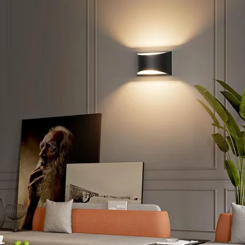 Miniatura 7 de Aipsun Aplique de pared LED moderno negro para interiores, 1 paquete de luces de montaje en pared con cable arriba y abajo para sala de estar