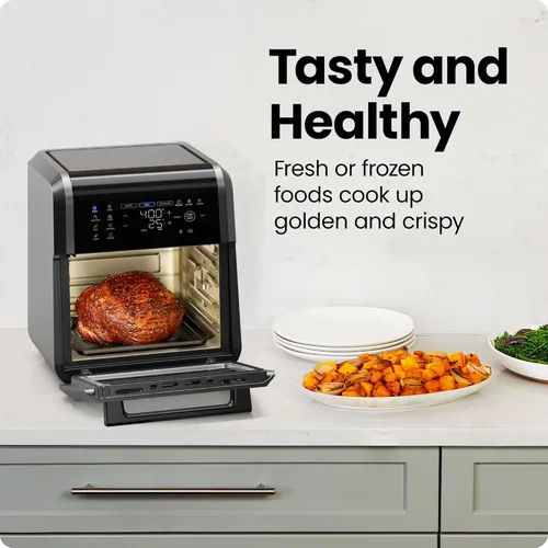 Miniatura 3 de Chefman Horno freidora de aire 5 en 1 de 12 cuartos de galón con temporizador digital, pantalla táctil y 12 ajustes preestablecidos, horno
