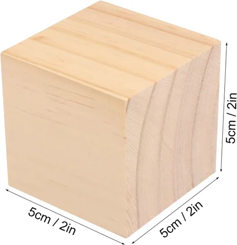 Miniatura 2 de 50 paquetes de bloques de madera para manualidades, cubos de madera de pino de 2 pulgadas, cubos de madera para pintar, sellar, decorar, proyectos
