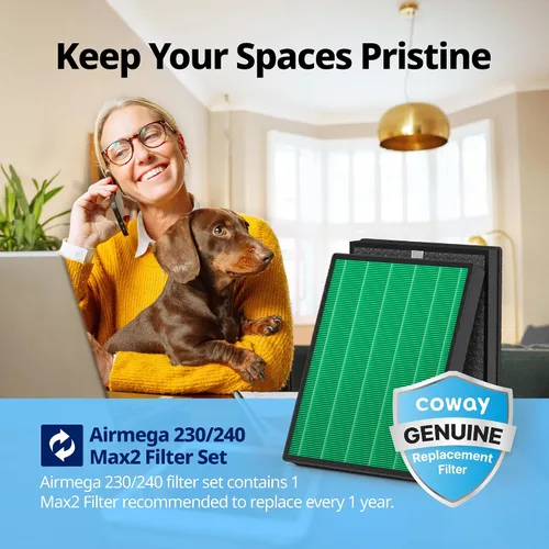 Miniatura 3 de Coway Airmega 230/240 - Juego de filtros de repuesto para purificador de aire, Max 2 Green True HEPA y filtro de carbón activo