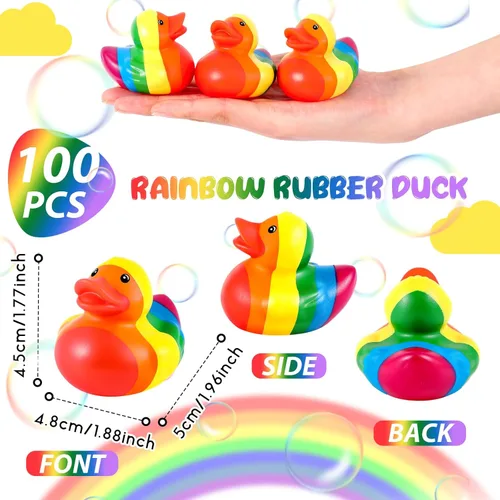 Miniatura 3 de DEEKIN Juego de patos de goma arcoíris a granel, mini patitos de goma para bañera y patito para decoración de arcoíris, colorido, cumpleaños, LGBT