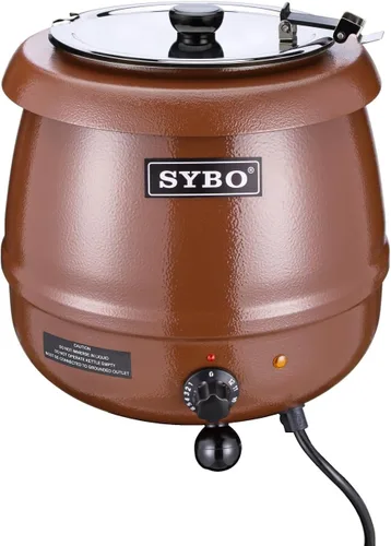 SYBO SB-6000-1B - Calentador de sopa de grado comercial con tapa con bisagras y olla desmontable de acero inoxidable para fiestas de restaurante,