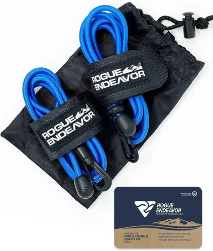 Rogue Endeavor® Juego de 2 correas de caña y correa de remo, juego de 2, pesca en kayak y embarque de remo, cuerda elástica de 48 pulgadas, clip de