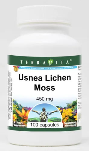 Terravita Usnea Lichen Musgo - 450 mg (100 Cápsulas, ZIN: 514899) - Paquete de 3