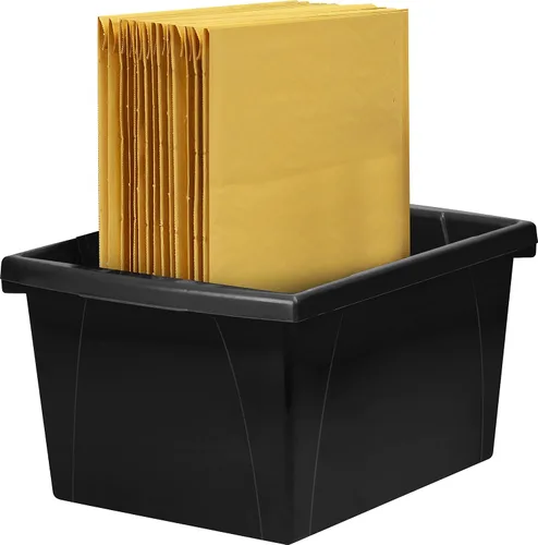 Miniatura 3 de Storex Contenedor de almacenamiento de 4 galones, organizador de plástico para libros y suministros, negro, paquete de 6 (61466C06C)