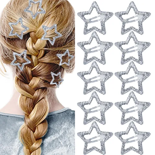 Miniatura 6 de Pinzas para el cabello con diseño de estrella de metal, color rojo, lindos pasadores pequeños Y2K, horquilla hueca antideslizante para niños