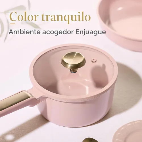 Miniatura 6 de CAROTE Juego de utensilios de cocina de cerámica antiadherente, 14 ollas y sartenes antiadherentes, no tóxico y libre de PFAS, lavavajillas, juego