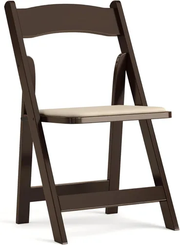 Miniatura 11 de HERCULES™ silla plegable de madera blanca, con asiento acolchado, Vidrio, Negro
