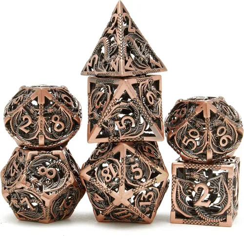 Miniatura 7 de DND - Juego de dados poliédricos de metal, juego de dados de D&D, juego de dados de metal, 7 piezas, adecuado para Dungeons and Dragons RPG MTG