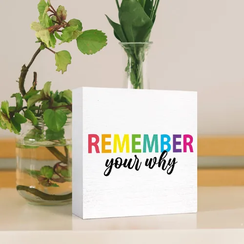 Miniatura 4 de Letrero inspirador de madera con texto en inglés "Remember Your Whed", con cita motivacional, decoración de escritorio para el hogar, oficina