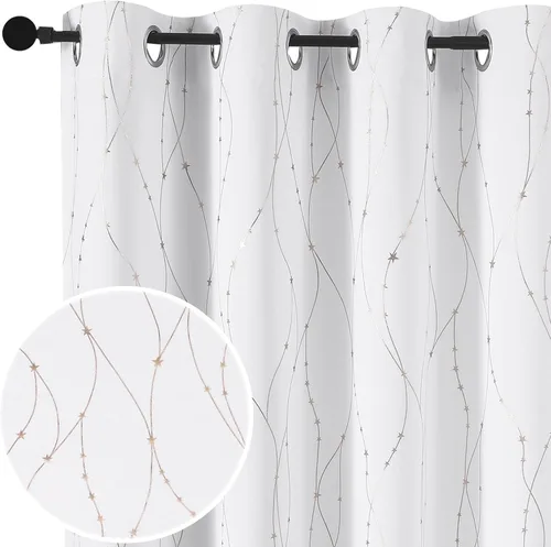 SMILE WEAVER Cortinas blancas de Navidad de 84 pulgadas de largo para dormitorio, cortinas de oscurecimiento de habitación con estampado de Oro