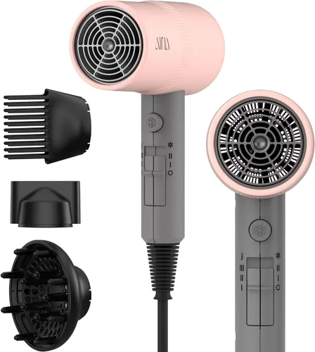 Miniatura 17 de AINA Secador de pelo con difusor, peine Secador de pelo para mujer, compacto, profesional, secado iónico Botón de disparo frío 110V/ALCI