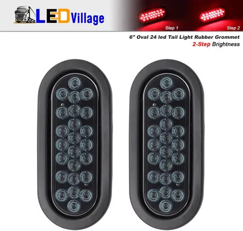 Miniatura 7 de 2 piezas de 6 pulgadas de lentes ovalados ahumados rojos, luces traseras multifunción con parada de freno con goma y enchufe para camiones