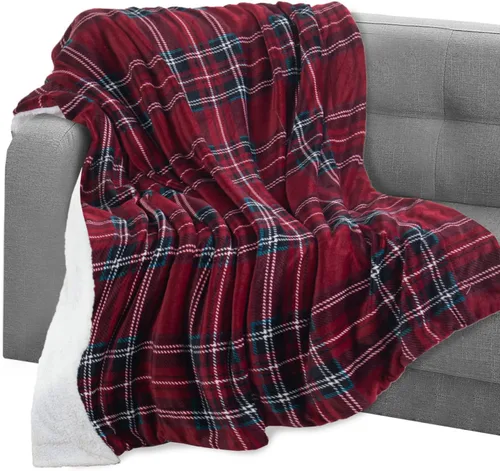 Miniatura 55 de Elegant Comfort Manta reversible de franela sherpa, ultrasuave, mullida, acogedora y afelpada, manta decorativa ligera para todas las estaciones, 50