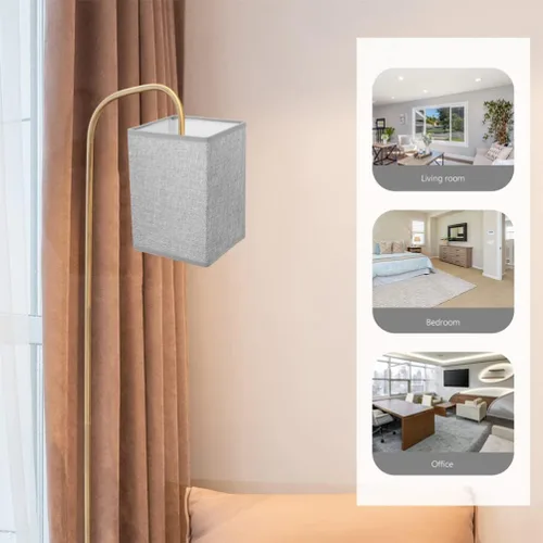 Miniatura 8 de Didiseaon 2 piezas de cubierta de lámpara de lino moderna, pantalla gris desmontable para mesita de noche de pared y lámparas de pie, fácil