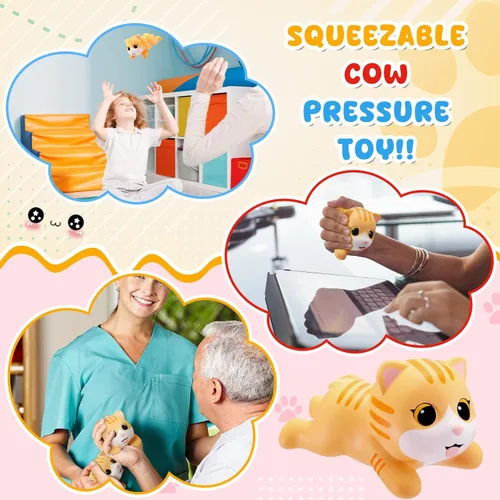 Miniatura 6 de Hungdao 2 piezas de juguetes para el estrés de gato naranja atigrado de espuma de poliuretano para gatos, juguetes sensoriales para apretar