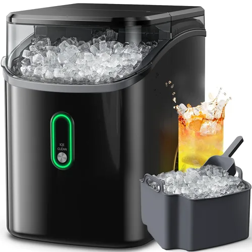 Miniatura 8 de Silonn - máquina de hielo para encimera, máquina de hielo portátil de acero inoxidable con asa de transporte, máquinas de hielo autolimpiables