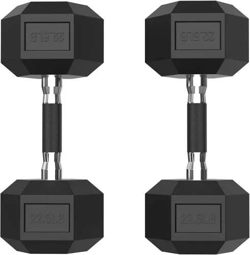Miniatura 31 de PAPABABE HEX Juego de Mancuernas 2.5-125lb, Mancuernas de Gimnasio en Casa con Revestimiento de Goma, Mancuernas de Pesas para Ejercicio y Fitness