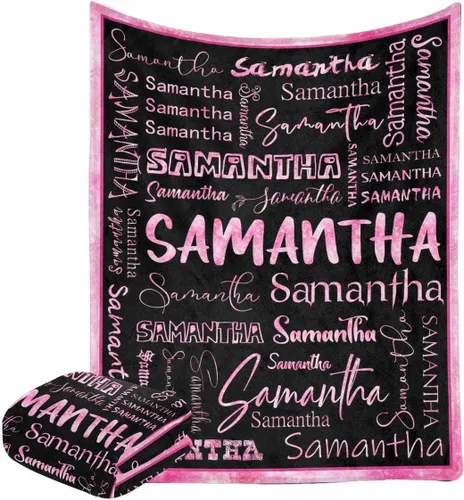 Miniatura 17 de Manta personalizada con nombre con fuente diferente y colorida para niños, mujeres y hombres, divertida decoración personalizada para el hogar, cama