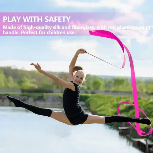 Miniatura 4 de Novelty Place Dance Ribbons Streamers - 6.6Ft Unisex Kids' Gymnastics Ribbon Wands - Perfect Rhythm Sticks for Talent Shows, Artistic Dancing, Baton