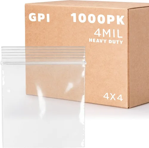 Miniatura 33 de GPI - Caja de 1000 bolsas de plástico transparente con cremallera de 3 x 3 pulgadas - Bolsas de polietileno resistentes a granel de 4 mil de grosor