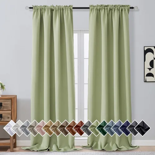 Miniatura 239 de OVZME Cortinas opacas turquesa para tratamiento de ventanas pequeñas, cortinas cortas con bloqueo de luz para ventana de cocina sobre el fregadero